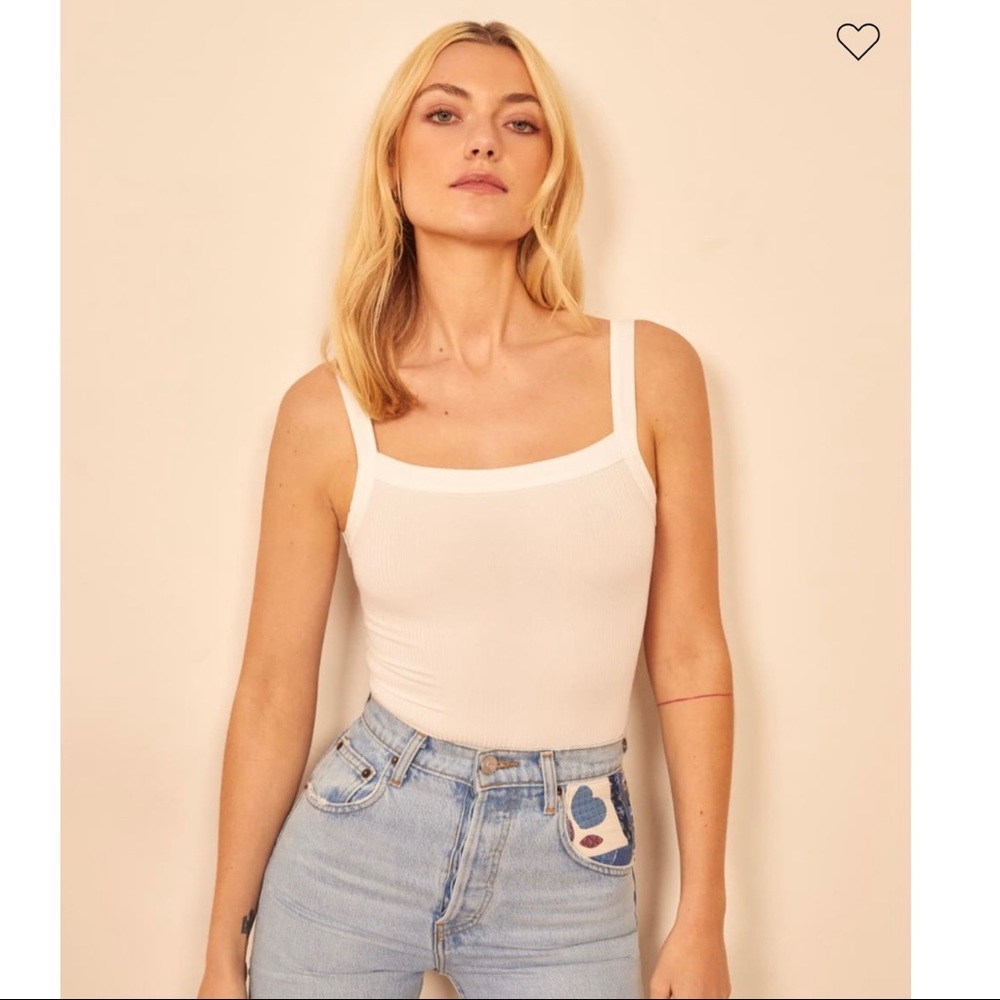 Reformation Rochelle Square Neck Ribbed Tank Top L